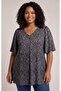 Plus Size Floral Patterned Comfortable Stretchy T-Shirt / Tee Shirt