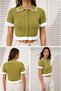 . Oil Green Crop Cardigan with Buttons Hn1825 - 4