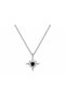 Gothic Star Necklace with Black Heart Detail – Silver Color Dark Style Necklace