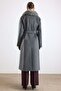 Oversize Detachable Fur Low-Sleeve Coat Dark Gray 3178 - 7
