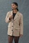 Beige blazer suede jacket with pocket detail - 3
