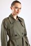 Double-Breasted Trench Coat with Cape Detail and Water-Repellent Feature Haki̇ 6890 - 5