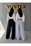 2-Piece Women's Wide-Leg Sweatpants (Black and Grey) Comfortable Fit with Pockets and Drawstring Waist - 2