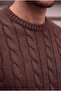 Leone Anti-Peeling Anti-Pilling Hairless Knitted Crew Neck Men's Sweater - Brown - 3