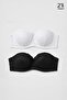Egyptian Women's Double Ales Unpadded Lace Strapless Bra Black-Ecru - 6