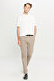 Men's Beige Cotton Slim Fit Slim Fit Side Pocket Dobby Stretch Casual Trousers - 3