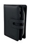 100% Genuine Leather Vertical Model Women's Wallet with Patches and Snap Fasteners, Black