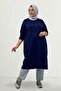 68082 Plus Size Modal Tunic with Side Slits - Indigo - 2