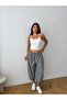 Women's Anthracite Lace-Up Striped Premium Shalwar Trousers Frv0221 - 5