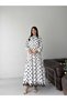 Women's White Crepe Fabric Polka Dot Bow Collar Maxi Dress Jen2678 - 3