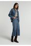 Slim Fit Straight Zipper Women's Mid Indigo Denim Skirt