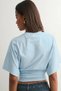 Women's Waist-Fitted Wide-Sleeve Natural Viscose Blouse - Soft Textured Stylish Summer Turquoise (4710) - 4