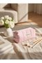 Powder Pink Tiny Hearts Patterned Large Zippered Pen Holder – Multi-Purpose Fabric Pencil Case - 3