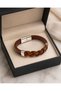 Men's Braided Leather Bracelet – Brown Leather, Stylish Men's Accessory with Metal Detail - 2