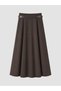 Brown high waist belted pleated flared women's skirt - 6