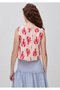 Women's Yellow Cotton Blend All-Over Patterned Button-Back Blouse - 2
