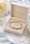 Papatya Bahçesi Ice Blue Enamel Thin Cuff Bracelet (Gold Color) - 4