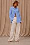 Breathable Regular Muslin Fabric Long Sleeve Collared Men's Shirt - Blue - 2