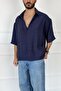 Embroidered Oversize Asymmetrical Cut Short Sleeve Shirt