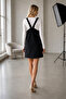 Women's Mini Denim Salopet Dress with Kangaroo Pockets and Adjustable Straps - 3