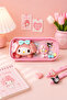 Cute Rabbit My Melody Melodyyy Patterned Ita Bag Pencil Case Transparent Pencil Case with Plush Figure Zippered Pen Holder Badge Plush Toy