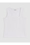 White Plus Size Square Neck Women's Tank Top - 5