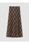 Vizyon New Season Brown Waist Zippered Diamond Patterned Flared Skirt - 6