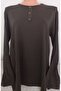 Er Clothing Combed Cotton Blouse Long-Sleeve Crew Neck Coffee - 2