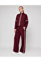 Women's Modal Fabric Stripe Detailed Stand Collar Zippered Wide Leg Sweatpants Set - 4