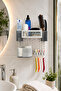 Modular Interlocking Honeycomb Bathroom Organizer Adhesive Organizer Shelf Set - 6