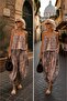 Ethnic Patterned Loose Strap Blouse & Shalwar Pants Women's Two-Piece Set - 3