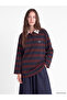 Sparkling Choices by Shining Store Devrik Roba Collar Striped Women's Sweatshirt Tunic