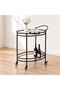 2-Tier Rolling Serving Cart with Glass Shelves, Metal Beverage Cart on Wheels, Modern Mobile Kitchen Trolley with Handle, Space-Saving Storage Cart for Kitchen, Dining Room, Living Room - 6