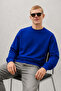 Men's 100% Cotton Comfortable Blue Winter Sweatshirt - 3