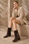 Livamod Women's Pointed Toe Studded Suede Detailed Thick Heeled Cowboy Boots - 2