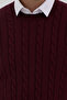 Pales Men's Burgundy Hair Braided 100% Cotton Crew Neck Sweater - 2
