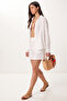 Embroidered Muslin Shirt Shorts Set Lax0014 White