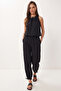 Bead Detailed Woven Top and Bottom Set Lby0065 Black - 3