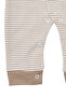 Baby Boy Brown Ecru Striped Raccoon Printed Jumpsuit 0-3 Months - 4