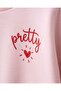 Girl's Cotton Pink Sweatshirt and Red Heart Patterned Striped Tracksuit Set - 5