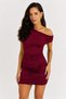 Women's Burgundy Boat Neck Mini Dress - 2