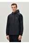 Navy Blue Hooded Leather Coat