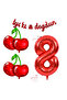 Rönesans Happy Birthday Written Cherry Number Themed Birthday Set Age-8