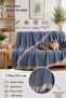 Siena Navy Blue Sofa Cover Shawl 170X210 cm with Fringes - 2