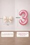 Cream Bow & Pink 3 Number Foil Balloon Set - 2
