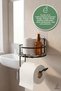 Adhesive Toilet Paper Holder Round Model Matte Black Metal Paper Holder Mounting Hanger Without Drilling