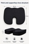 Office Chair Cushion Visco Sitting Support Comfortable Seat Pad - 3