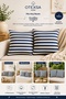 Navy Blue Striped Cotton Linen 2-Piece Throw Pillow Cover with Hidden Zipper, Double-Sided, 2 Pieces - 5