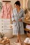 Striped 100% Cotton Pique Peştemal Bathrobe with Hood Unisex Premium Series - 2