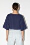 Navy Blue Front Tie-Detail Cropped Blouse Tdrss26Bz00031 - 3